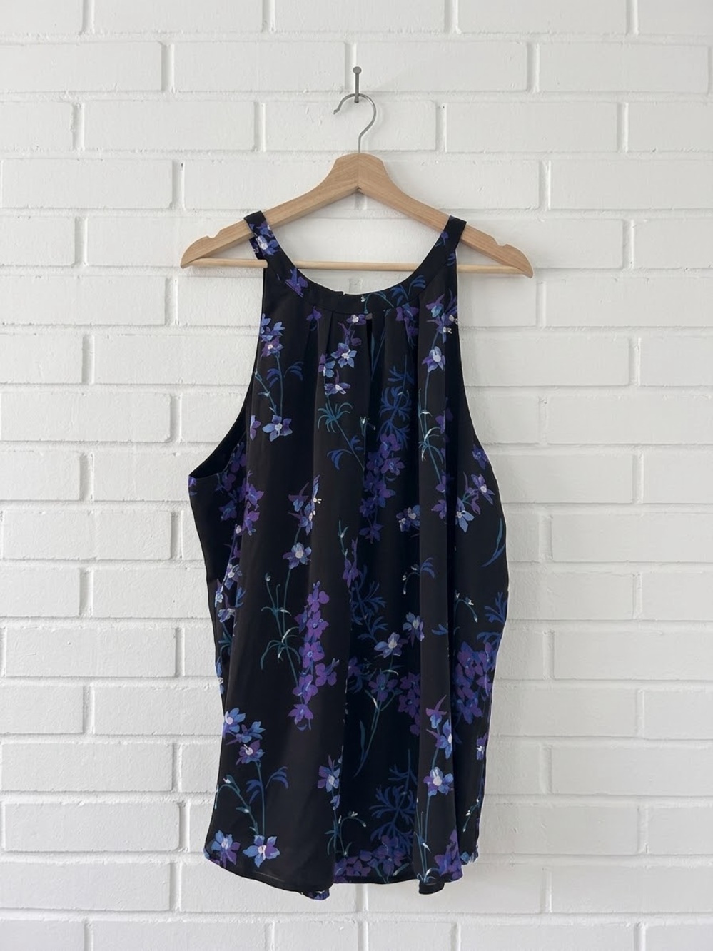 Ricki's XXL Black Purple Floral High Neck Keyhole Shell Tank Top Blouse